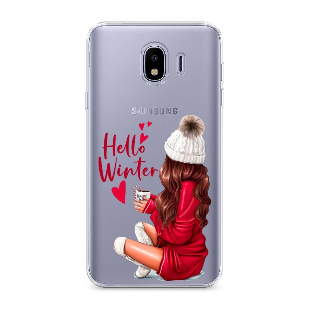 

Чехол на Samsung Galaxy J4 "Hello winter", Красный;белый;коричневый, 26450-5