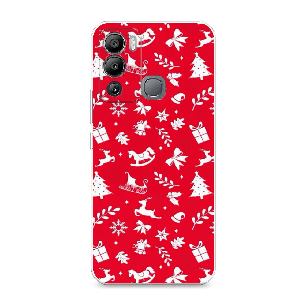 

Чехол для Infinix Hot 12i "Красный новогодний фон", Красный;белый, 3101250-5
