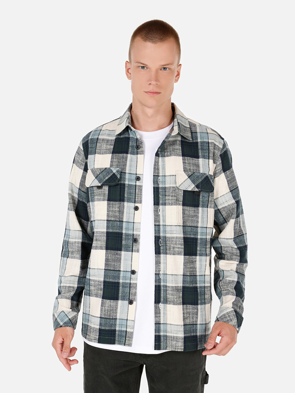 

Рубашка мужская Colin's CL1069961 зеленая 2XL, Зеленый, CL1069961
