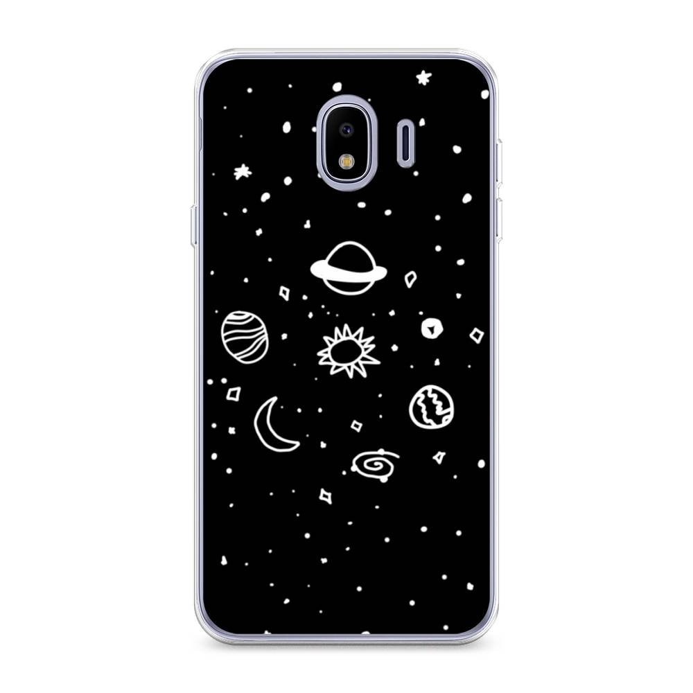 

Чехол на Samsung Galaxy J4 "Дудл солнечной системы", Бежевый;серый, 26450-2