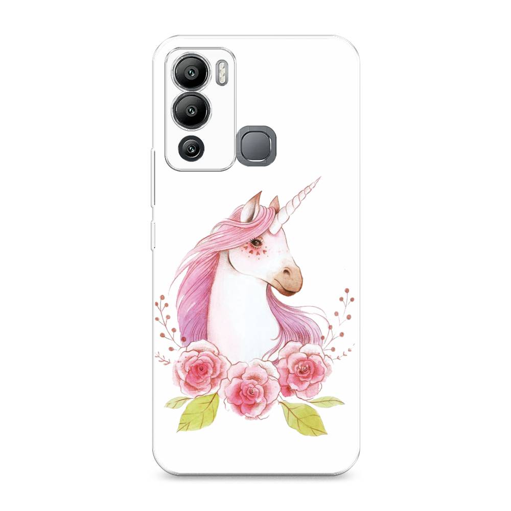 

Чехол для Infinix Hot 12i "Единорог цветы", Белый;розовый;серый, 3101250-1
