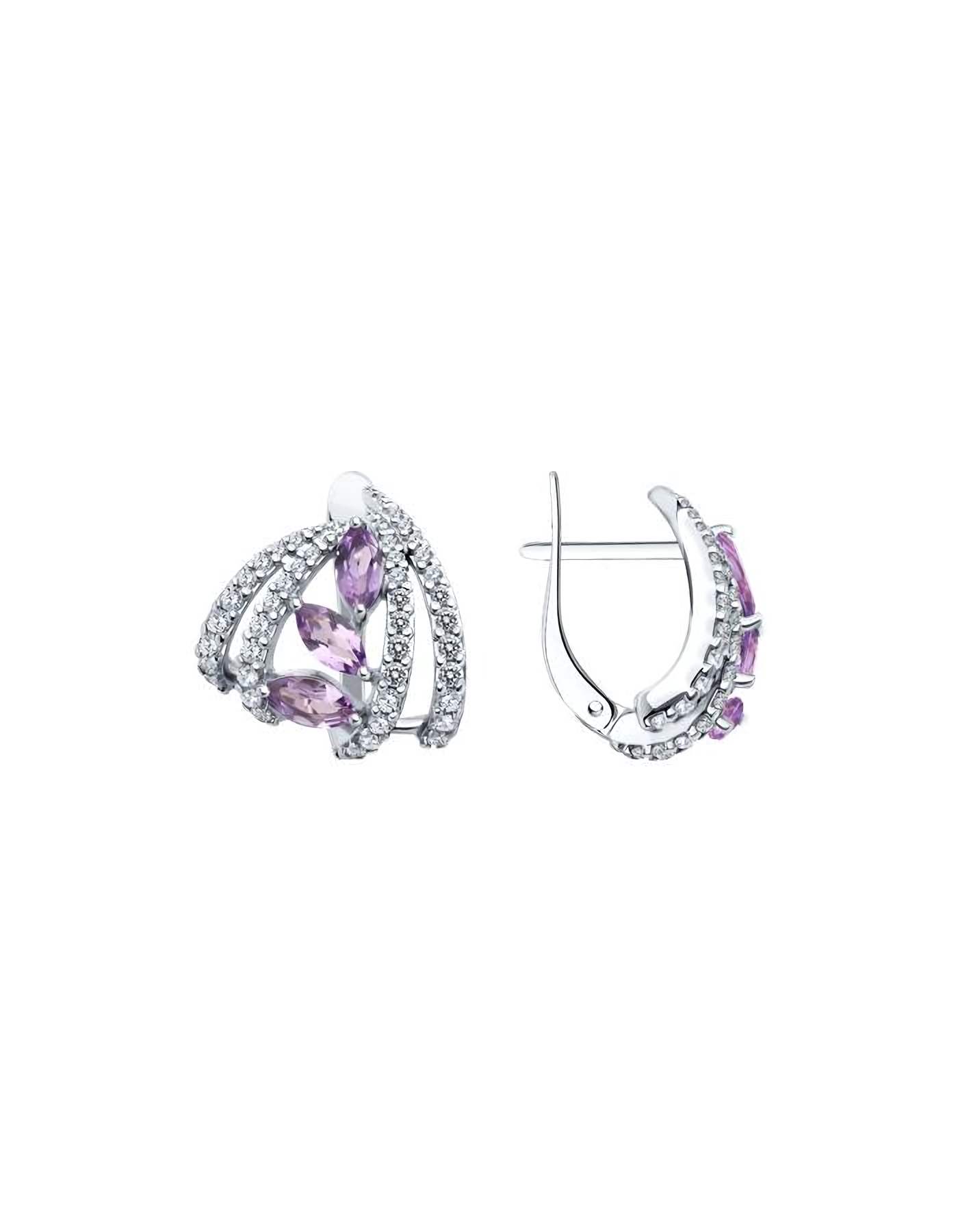 

Серьги из серебра TEO MAORI 892023054, аметист/фианит, 892023054
