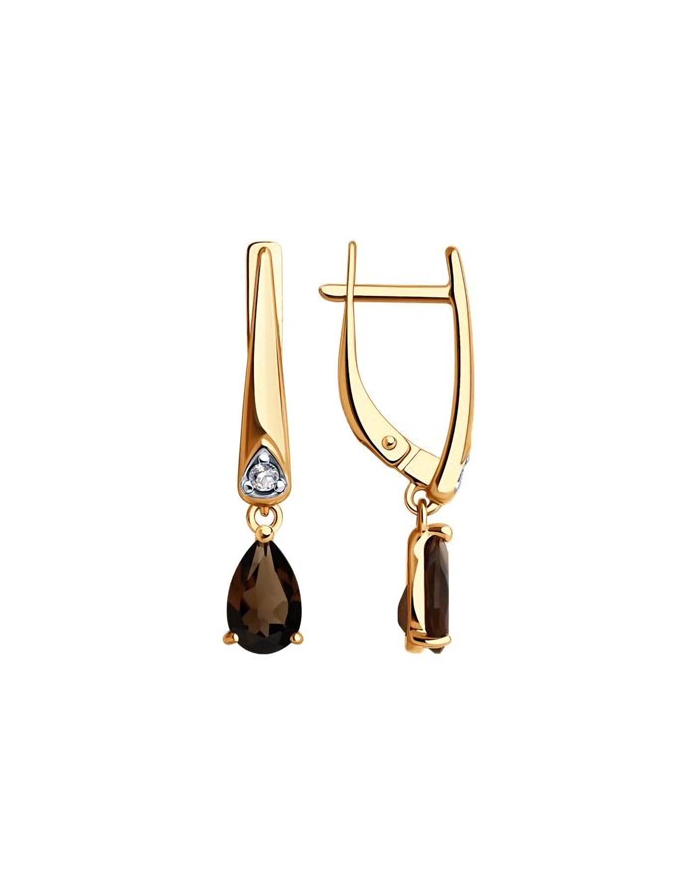 

Серьги подвески из серебра TEO MAORI 892023026, раухтопаз/фианит, 892023026