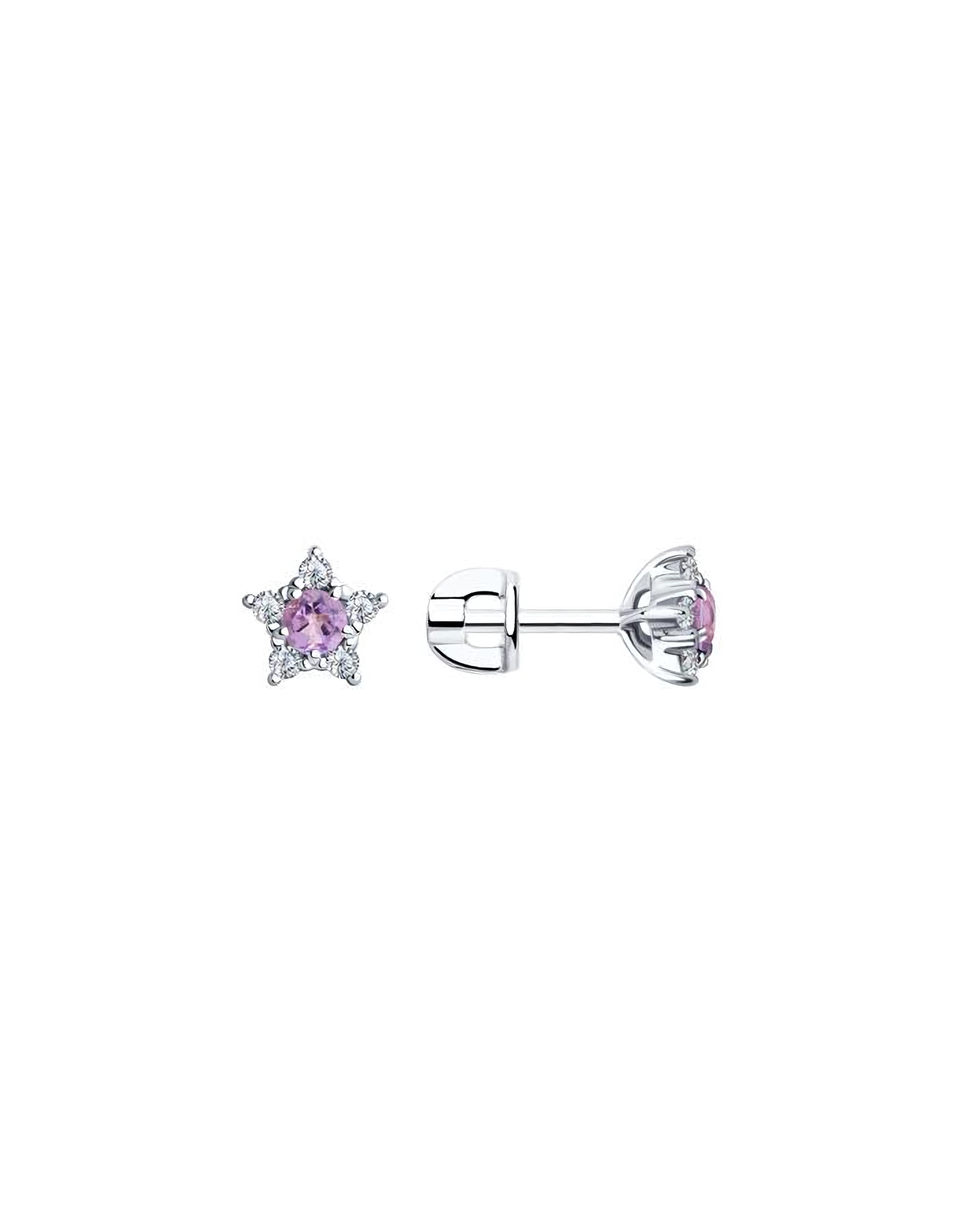 

Серьги пусеты из серебра TEO MAORI 892022386, аметист, 892022386