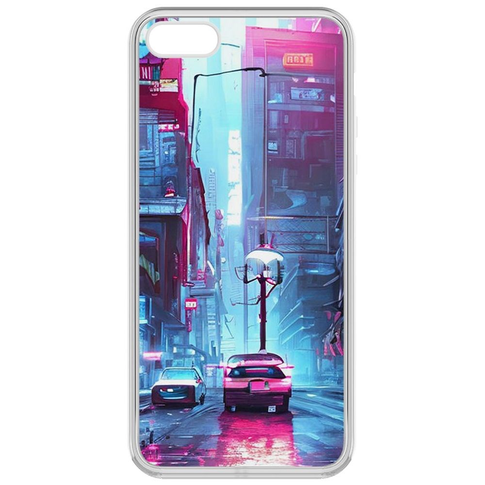 

Чехол-накладка Krutoff Clear Case Киберпанк Улица для iPhone 5S, Прозрачный