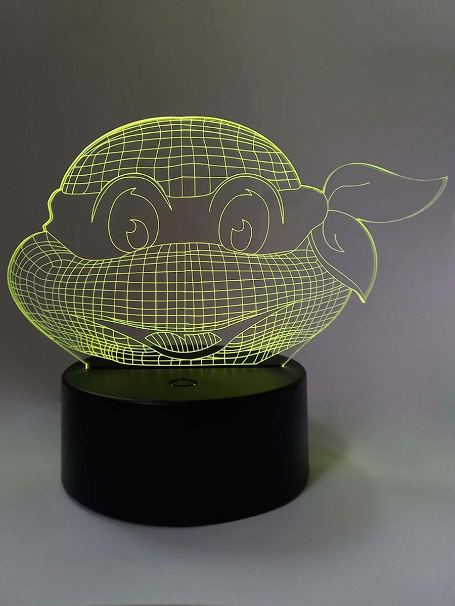 Настольный 3D светильник ночник StarFriend голова Черепашки ниндзя Леонардо TMNT usb 14 см
