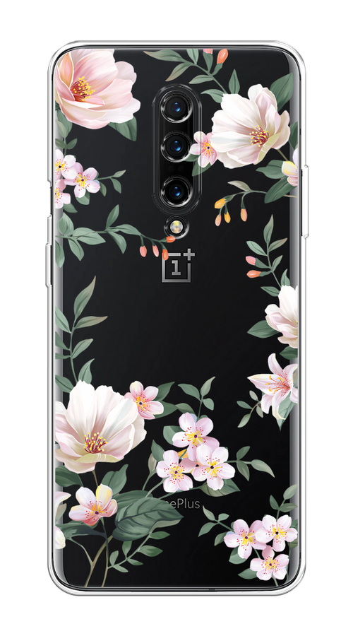 

Чехол на OnePlus 8 "Beautiful white flowers", Бежевый;зеленый, 151250-1
