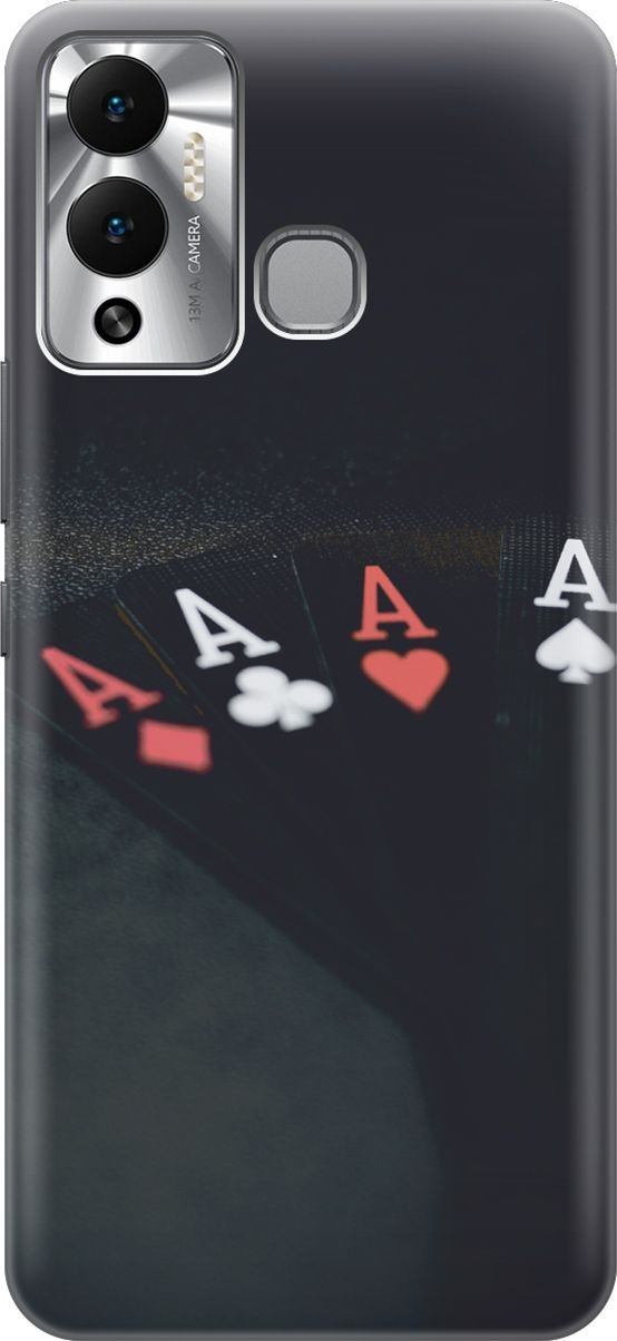 

Силиконовый чехол на Infinix Hot 12 Play NFC "Флеш-рояль", Черный;белый, 14664