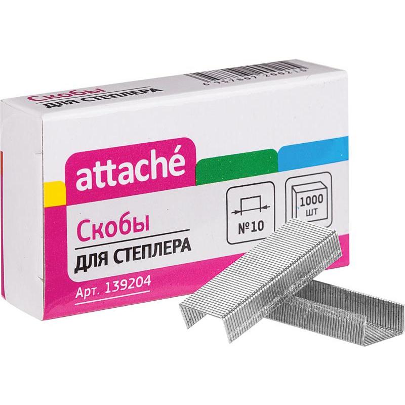 

Скобы для степлера № 10 Attache (1000 штук в пачке), 139204, Серебристый