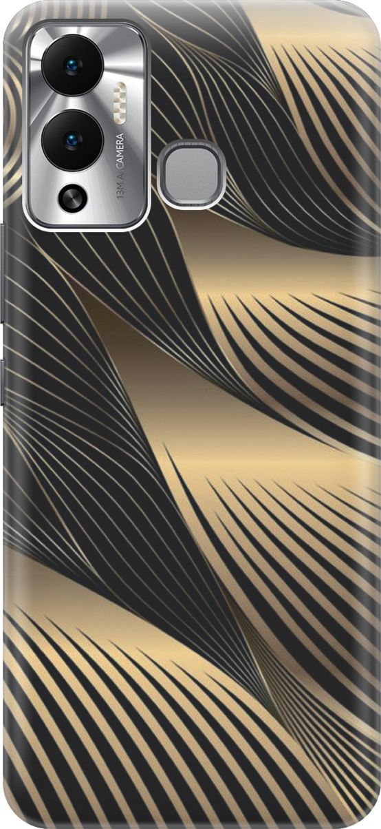 

Чехол на Infinix Hot 12 Play NFC "Золотистые изгибы", Золотистый;черный, 14652