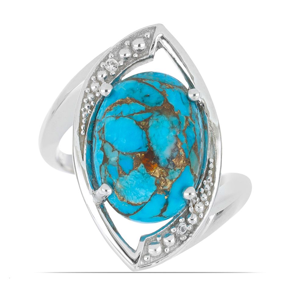 Кольцо из серебра р.17 Ювелирия T41031, бирюза/топаз