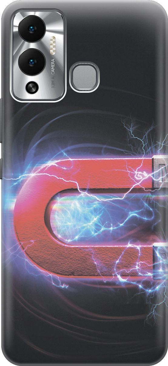 

Чехол на Infinix Hot 12 Play NFC "Южный полюс магнита", Голубой;красный, 14663