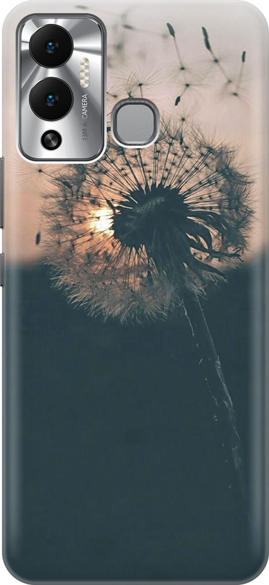 

Чехол на Infinix Hot 12 Play NFC "Одуванчик на закате", Серый;черный, 14662