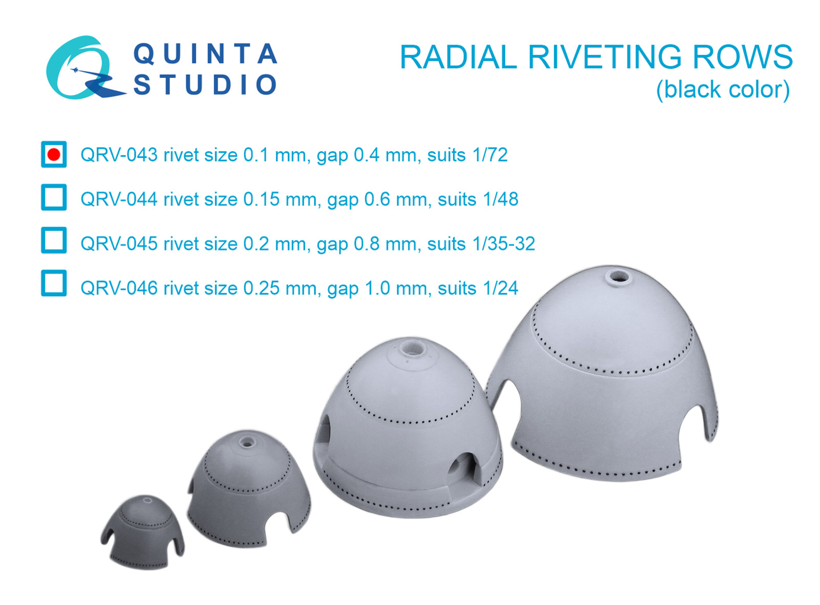 Радиальные клепочные ряды Quinta Studio 1/72 размер клепки 0 10 mm интервал 0 4 QRV-043