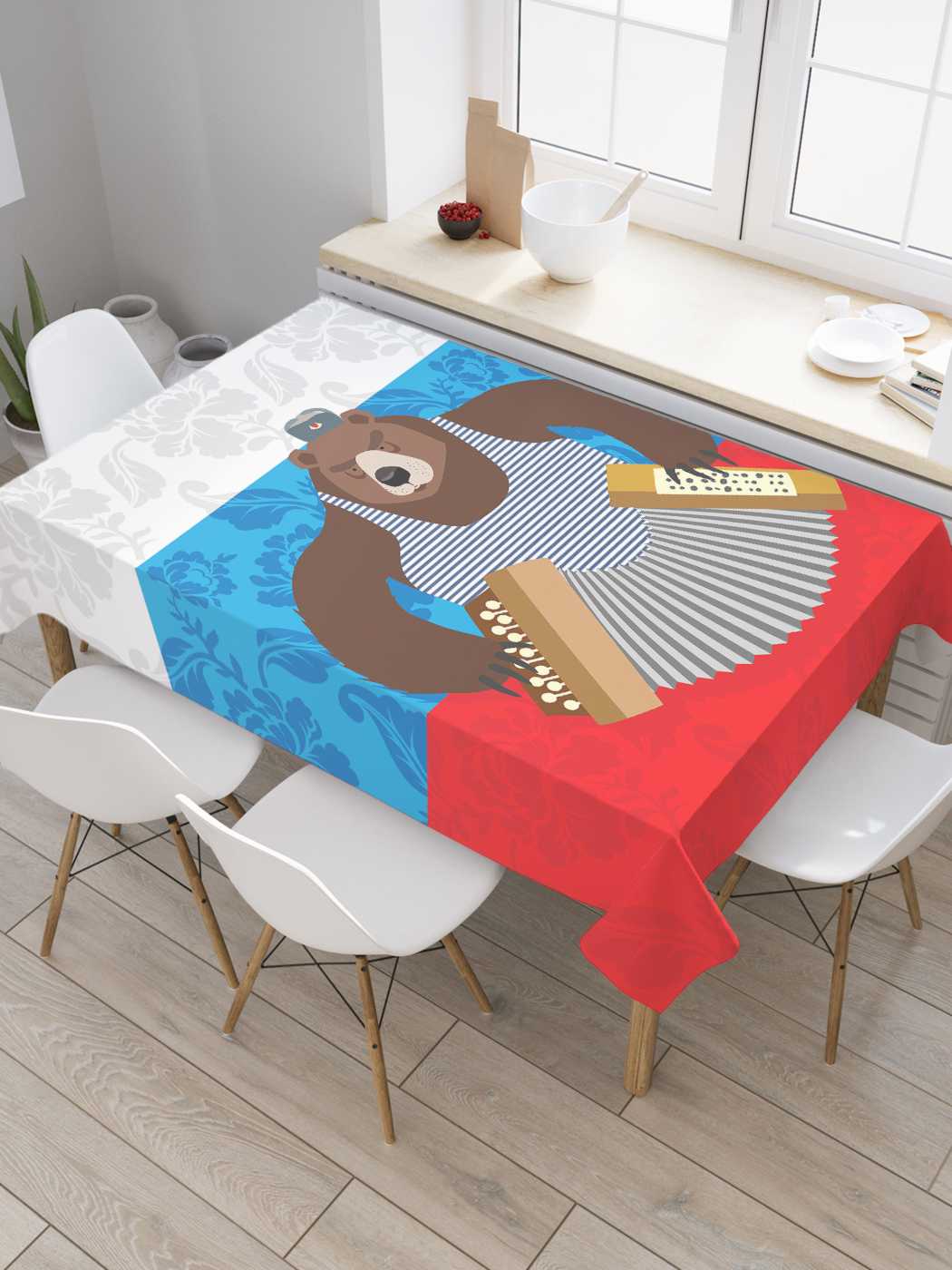 

Скатерть прямоугольная JoyArty "Медведь-моряк" из сатена, 120x145 см, Фиолетовый, Медведь-моряк