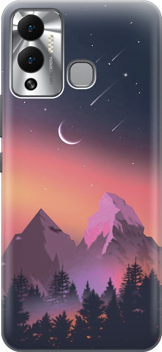 

Чехол на Infinix Hot 12 Play NFC "Горы и звездопад", Оранжевый;черный, 14656