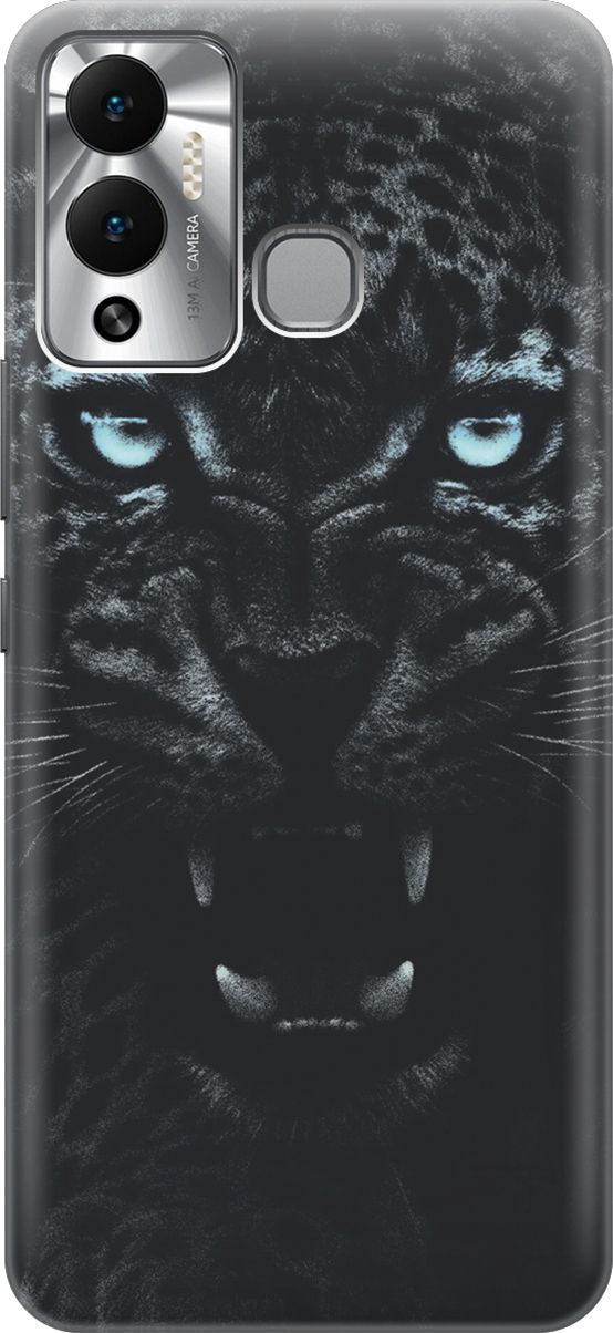 

Чехол на Infinix Hot 12 Play NFC "Голубоглазая пантера", Голубой;черный, 14660