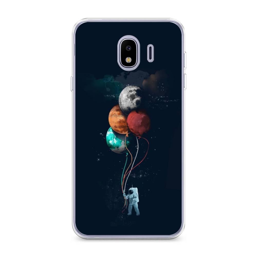 

Чехол на Samsung Galaxy J4 "Космонавт с шариками", Разноцветный, 26450-4
