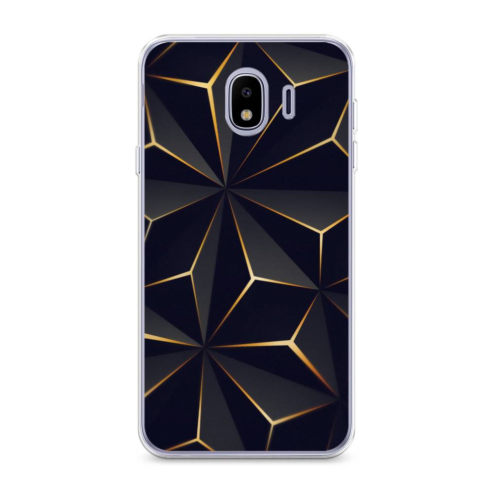

Чехол на Samsung Galaxy J4 "Черные полигоны", Золотистый;черный, 26450-3