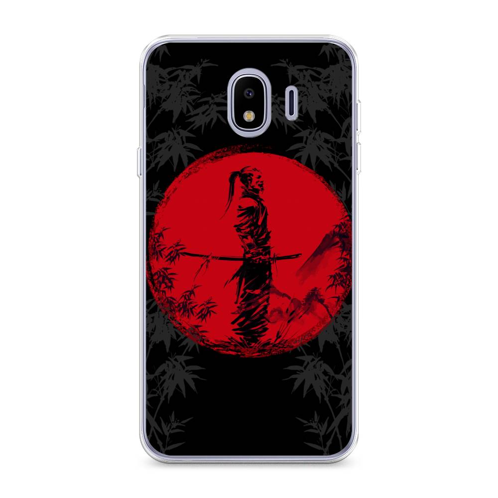 

Чехол на Samsung Galaxy J4 "Самурай на красном фоне", Черный;красный;серый, 26450-4