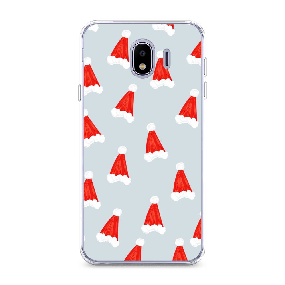 

Чехол на Samsung Galaxy J4 "Новогодние шапочки", Белый;красный;серый, 26450-5
