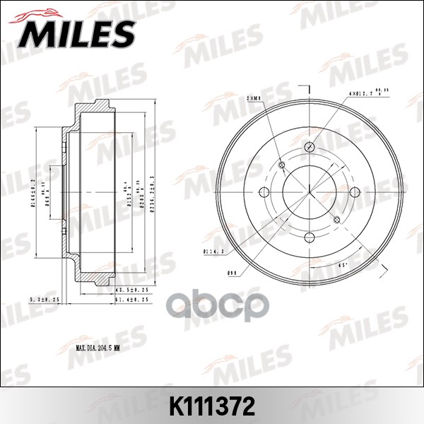 

Барабан Тормозной Nissan Almera N16 203 Х 43.5 Miles Miles арт. K111372
