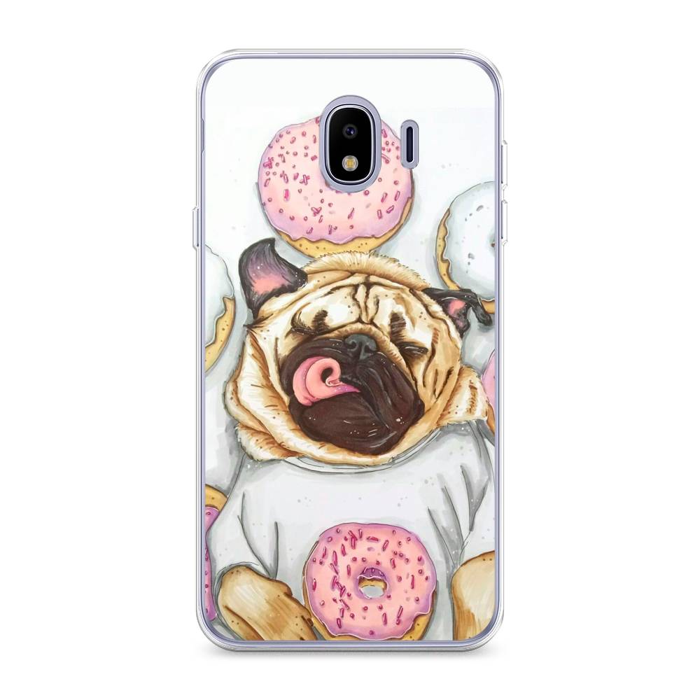 

Чехол на Samsung Galaxy J4 "Счастливый мопс", Розовый;бежевый;коричневый, 26450-1