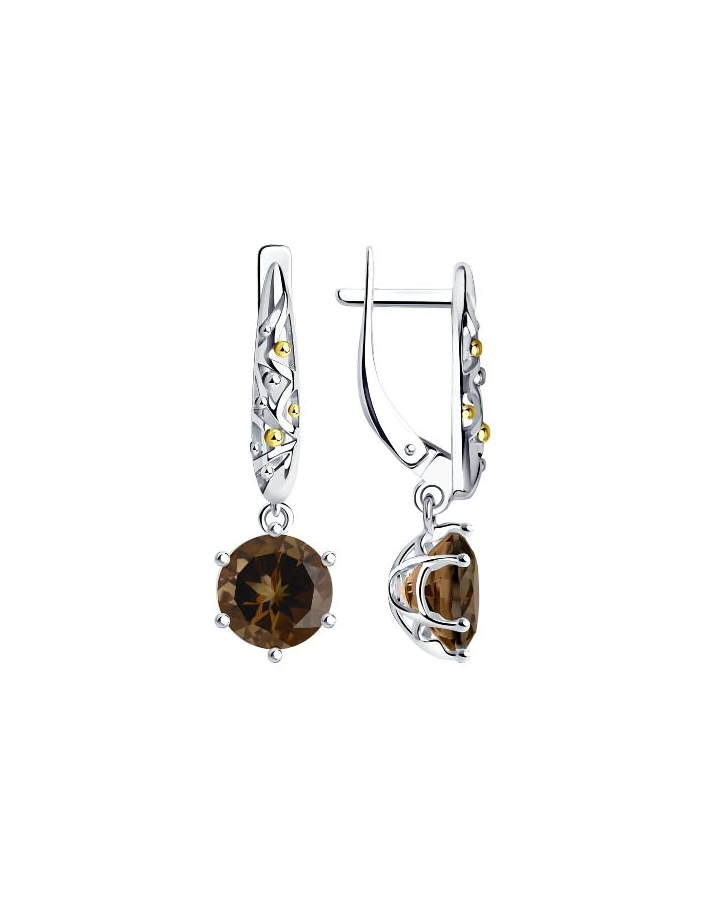 

Серьги подвески из серебра TEO MAORI 892021903, раухтопаз, 892021903