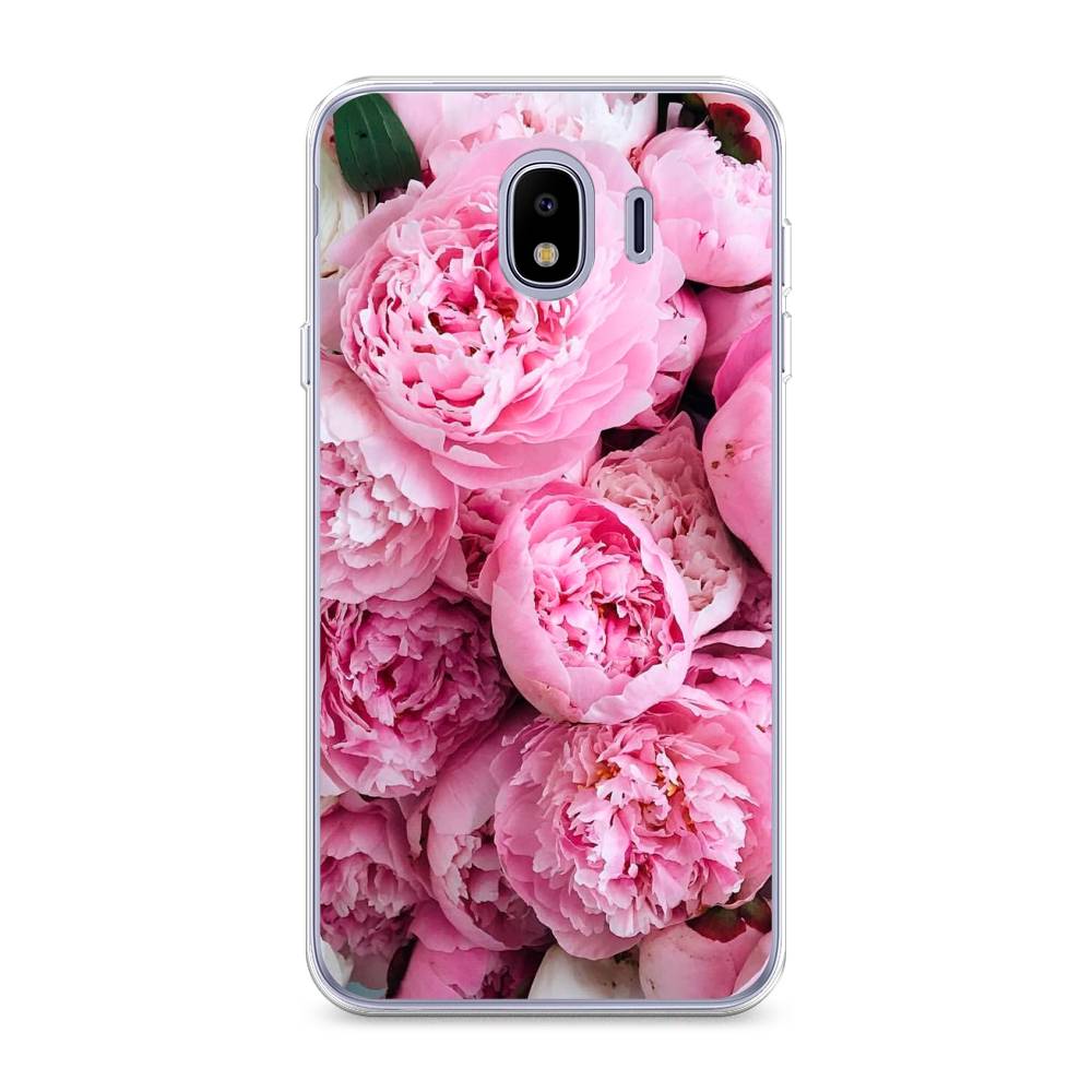 

Чехол на Samsung Galaxy J4 "Розовые пионы", Бежевый;розовый, 26450-2