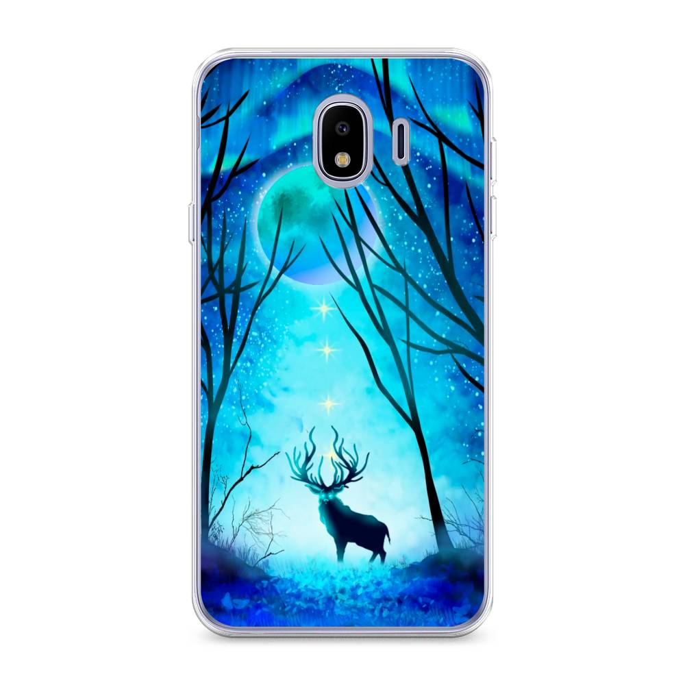

Чехол на Samsung Galaxy J4 "Олень северное сияние", Синий;черный;голубой, 26450-1