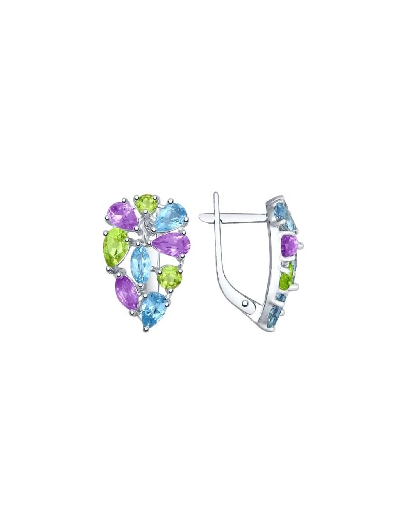 

Серьги из серебра TEO MAORI 892021532, аметист/топаз/хризолит, 892021532