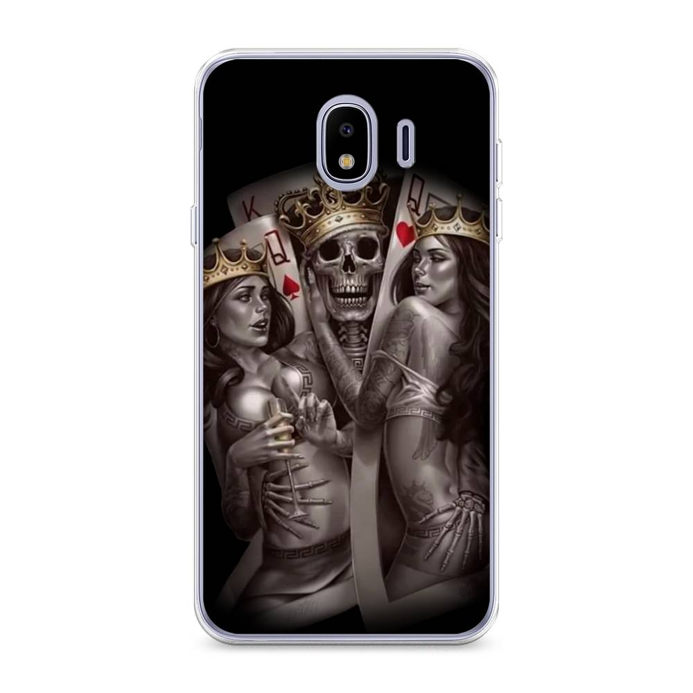 

Чехол на Samsung Galaxy J4 "Карты король и королевы", Серый;желтый, 26450-6