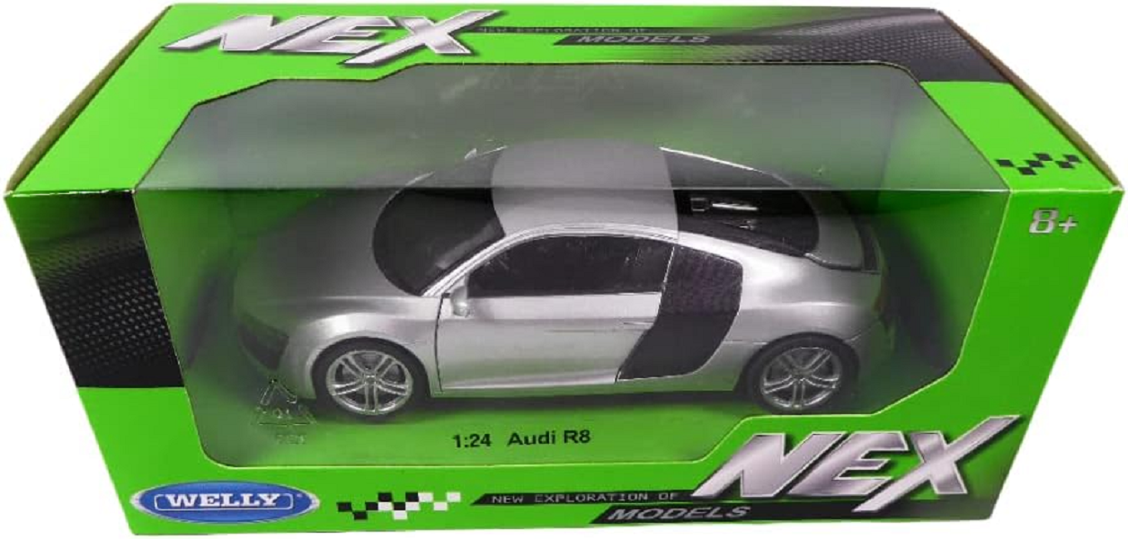 Машинка Welly 1:24 Audi R8 Coupe серебристая 22493W