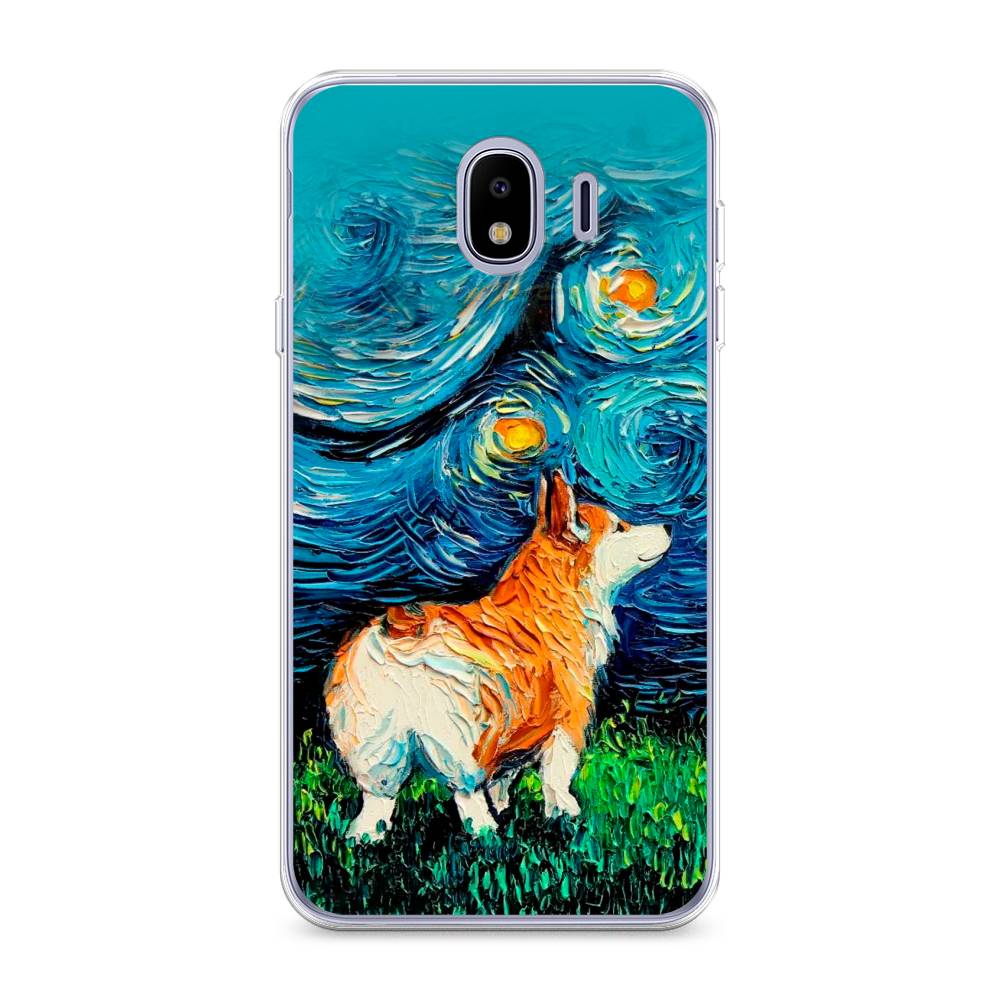 

Чехол на Samsung Galaxy J4 "Корги звёздная ночь", Коричневый;белый;зеленый, 26450-1