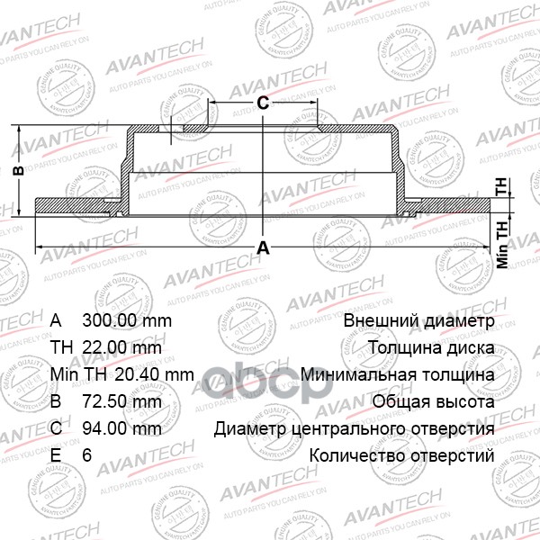 

Диск Тормозной Avantech 42510s9ae50 / 42510scae50 AVANTECH арт. BR0310S