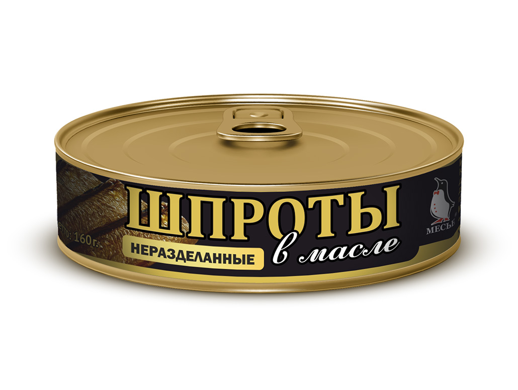 

Шпроты в масле Месье неразделанные, 160 г, EUROКОНСЕРВ