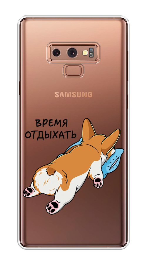 

Чехол на Samsung Galaxy Note 9 "Корги отдыхает", Черный;коричневый;голубой, 26350-1