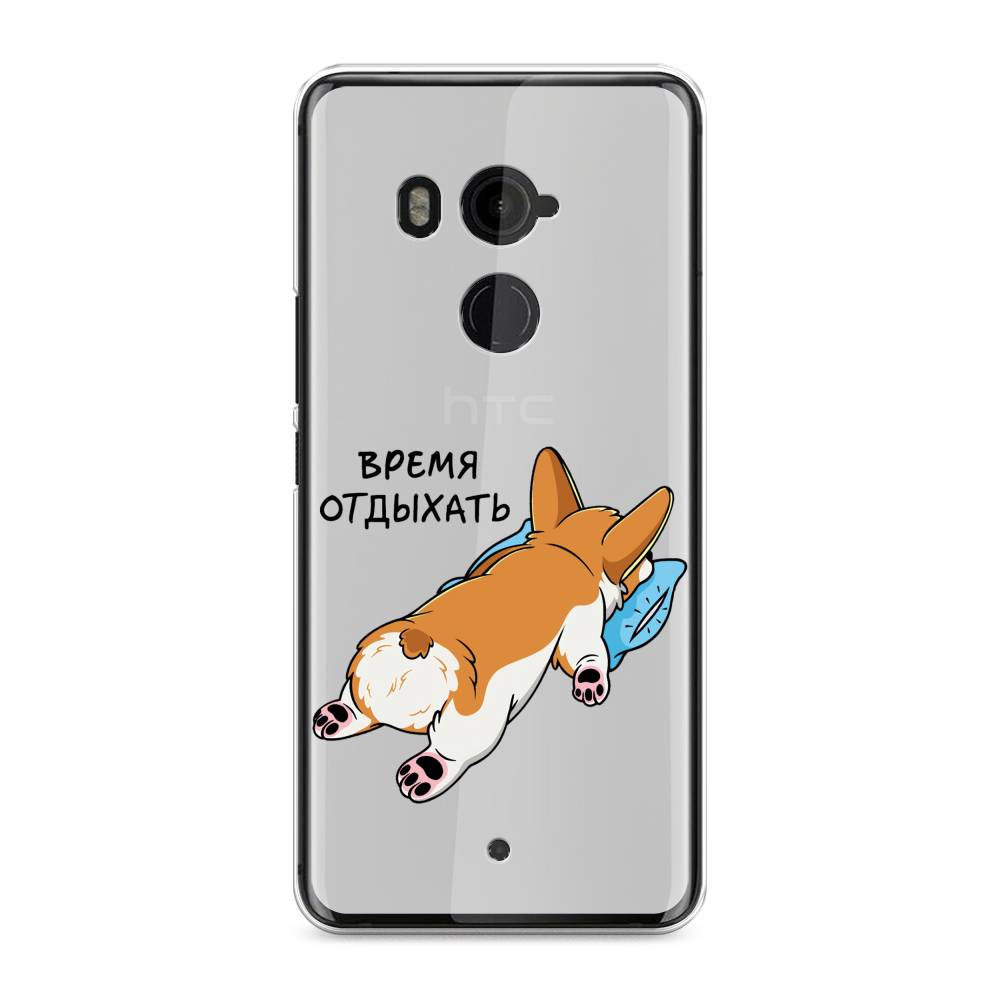 

Чехол на HTC U11 Plus "Корги отдыхает", Черный;коричневый;голубой, 102150-1