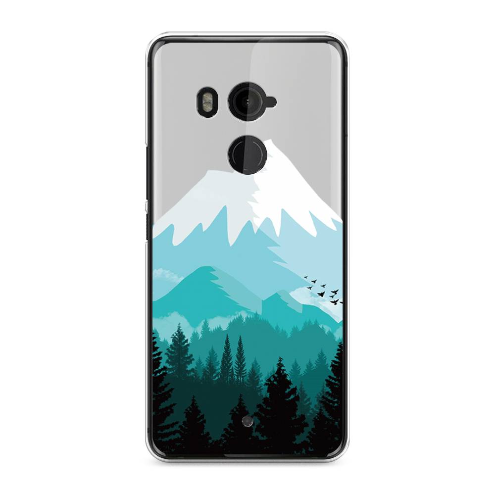 

Чехол на HTC U11 Plus "Синяя снежная гора", Белый;голубой, 102150-2
