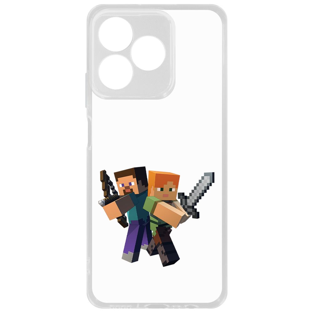 Чехол-накладка Krutoff Clear Case Minecraft-Стив и Алекс для Realme C61