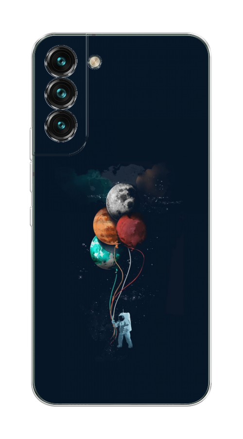 

Чехол на Samsung Galaxy S22 Plus "Космонавт с шариками", Разноцветный, 2103950-4