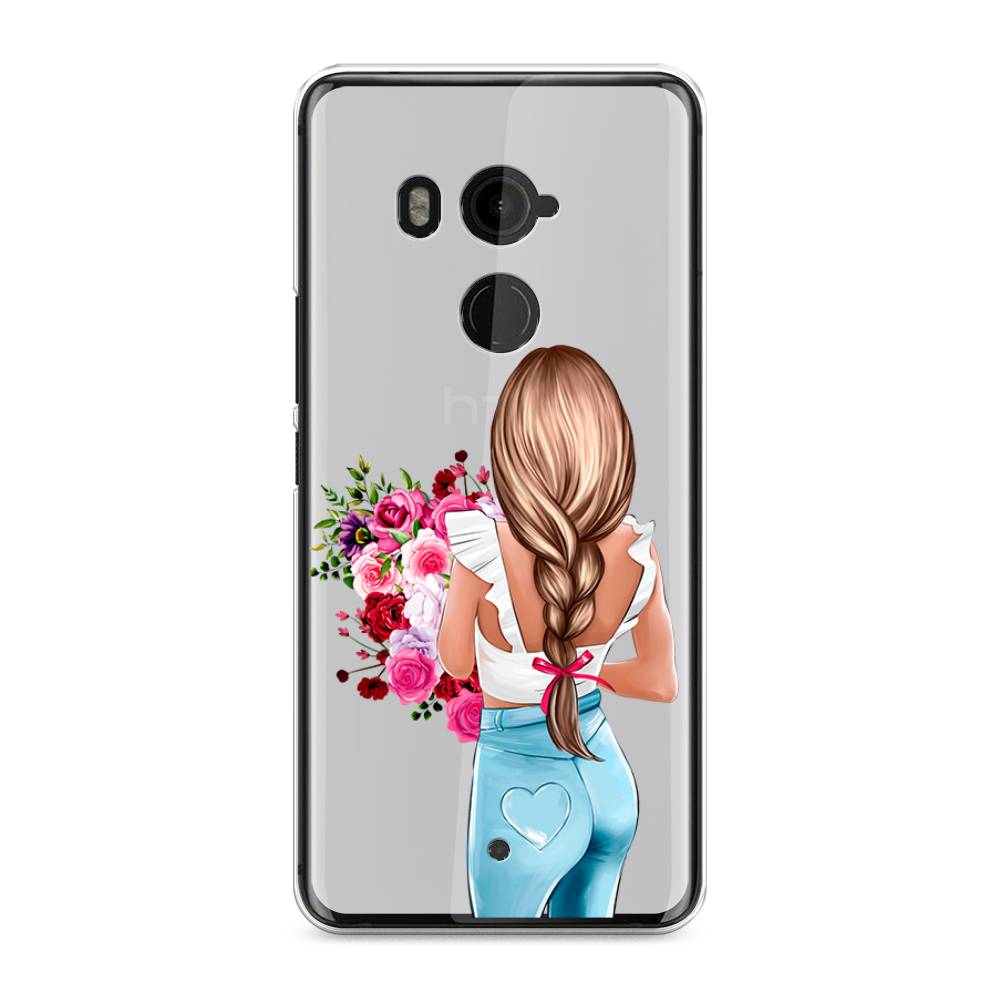 

Чехол на HTC U11 Plus "Девушка с цветами", Коричневый;розовый;голубой, 102150-6