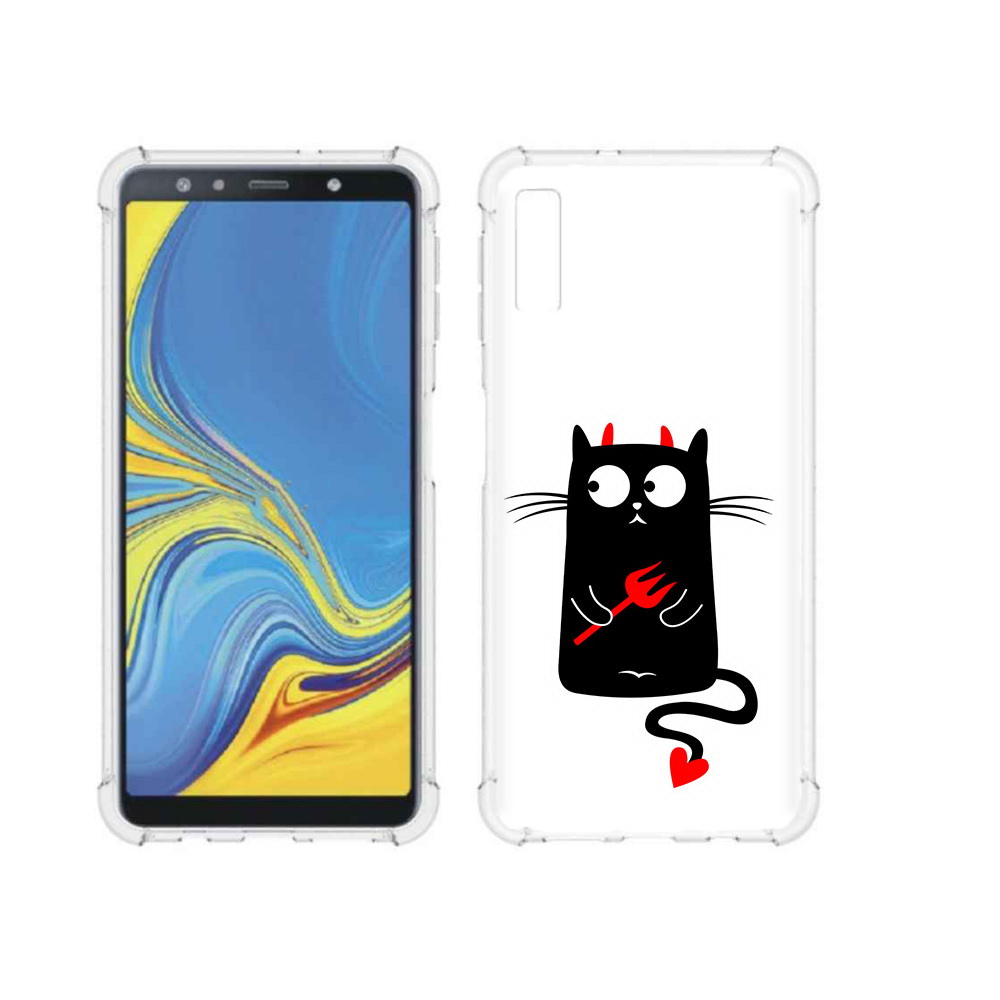 

Чехол MyPads Tocco для Samsung Galaxy A7 (2018) Кот демон (PT95255.558.97), Прозрачный, Tocco