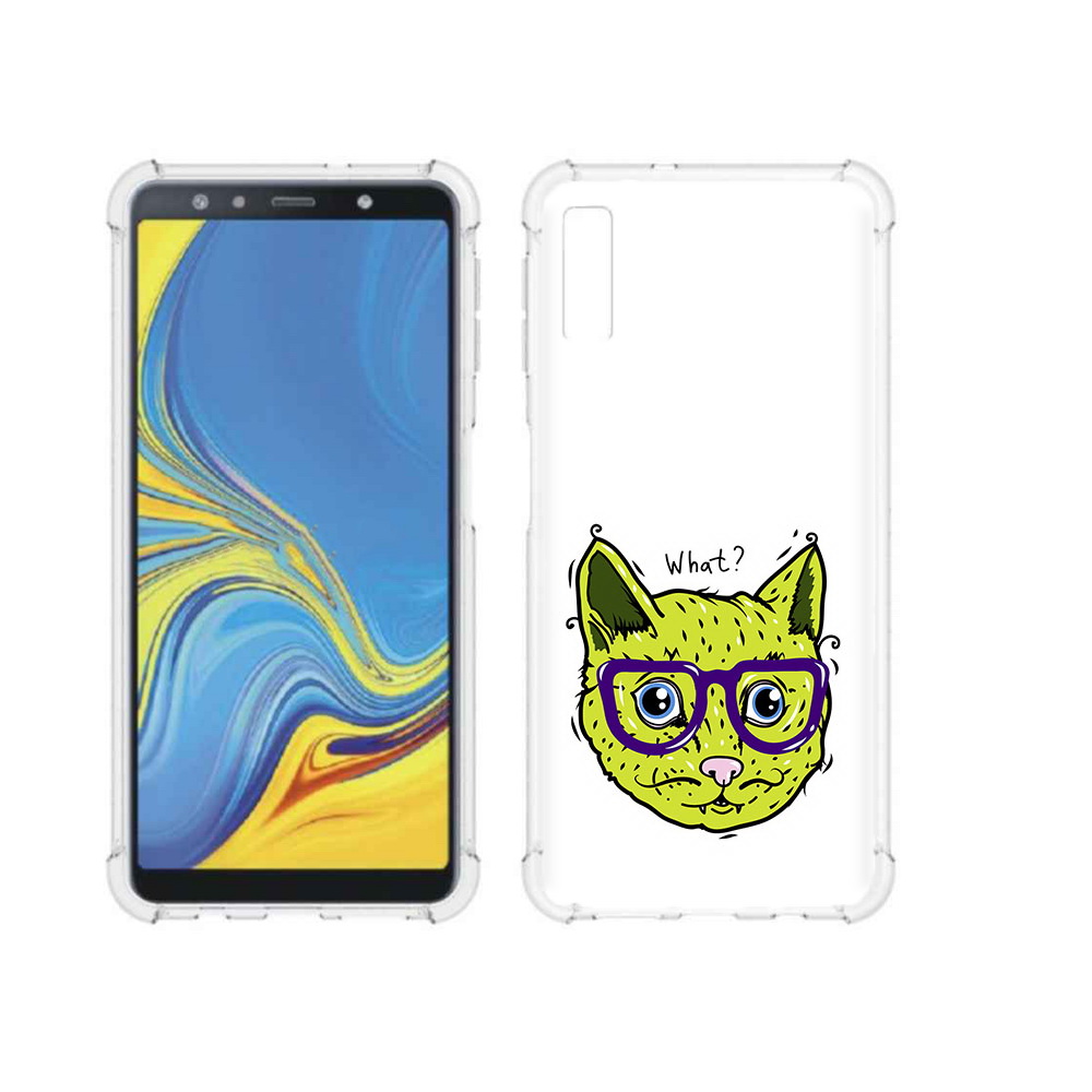 Чехол MyPads Tocco для Samsung Galaxy A7 (2018) Зеленый кот (PT95255.558.86)