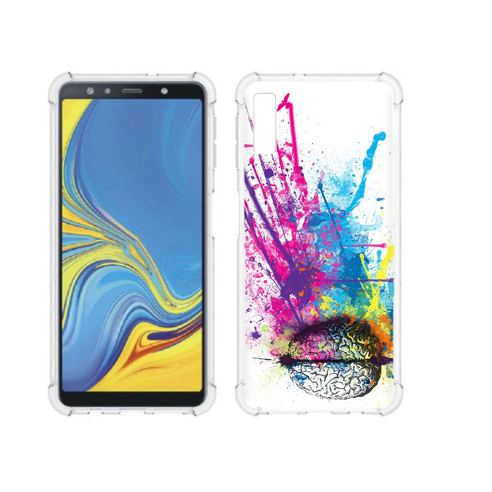 

Чехол MyPads Tocco для Samsung Galaxy A7 (2018) яркий красочный мозг (PT95255.558.710), Прозрачный, Tocco