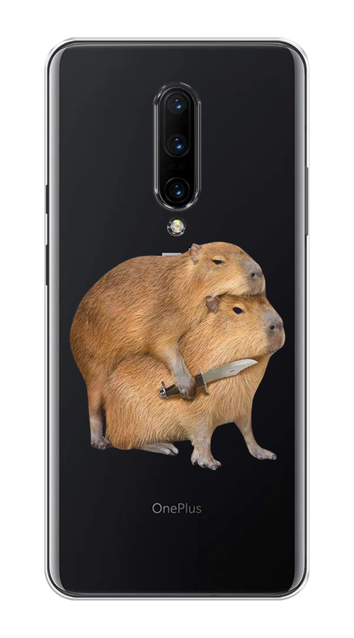 

Чехол на OnePlus 7 Pro "Капибара с ножом", Бежевый, 150850-1
