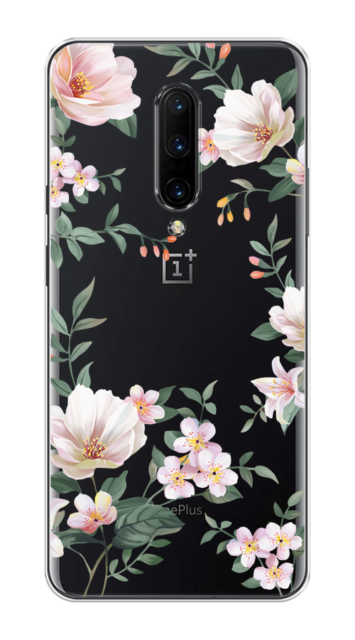 

Чехол на OnePlus 7 Pro "Beautiful white flowers", Бежевый;зеленый, 150850-1