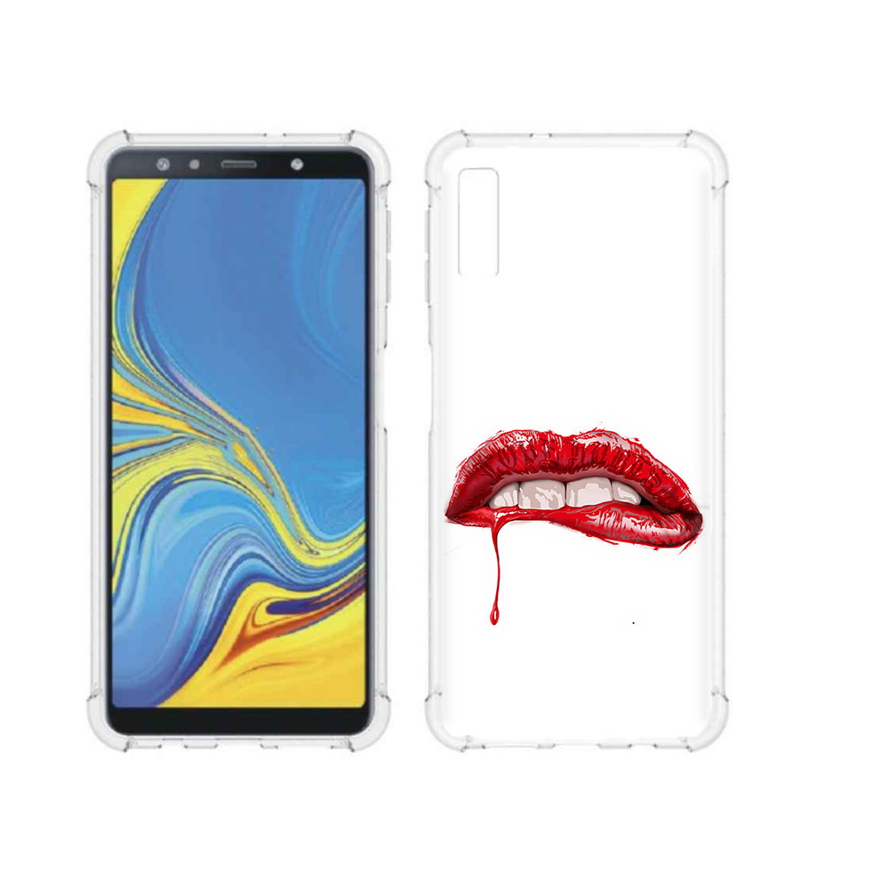 

Чехол MyPads Tocco для Samsung Galaxy A7 (2018) яркие красные губы (PT95255.558.706), Прозрачный, Tocco
