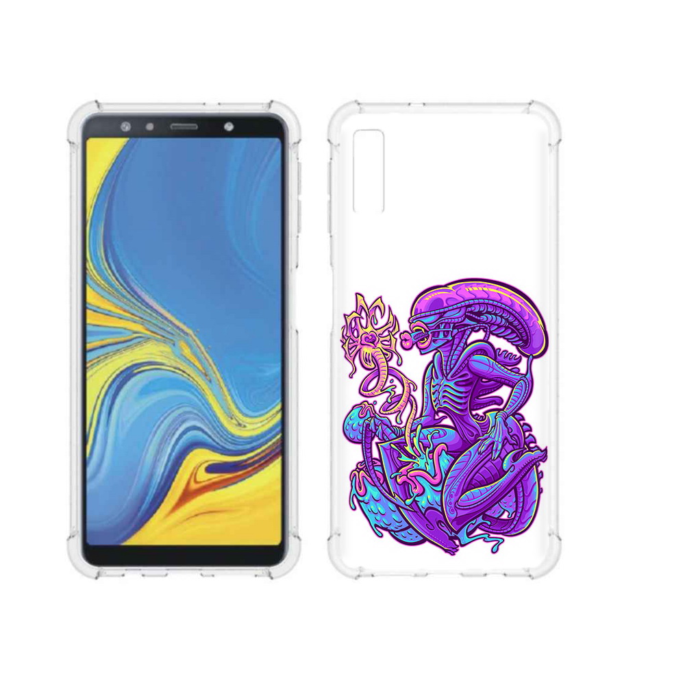 

Чехол MyPads Tocco для Samsung Galaxy A7 (2018) чужой фиолетовый цвет (PT95255.558.693), Прозрачный, Tocco