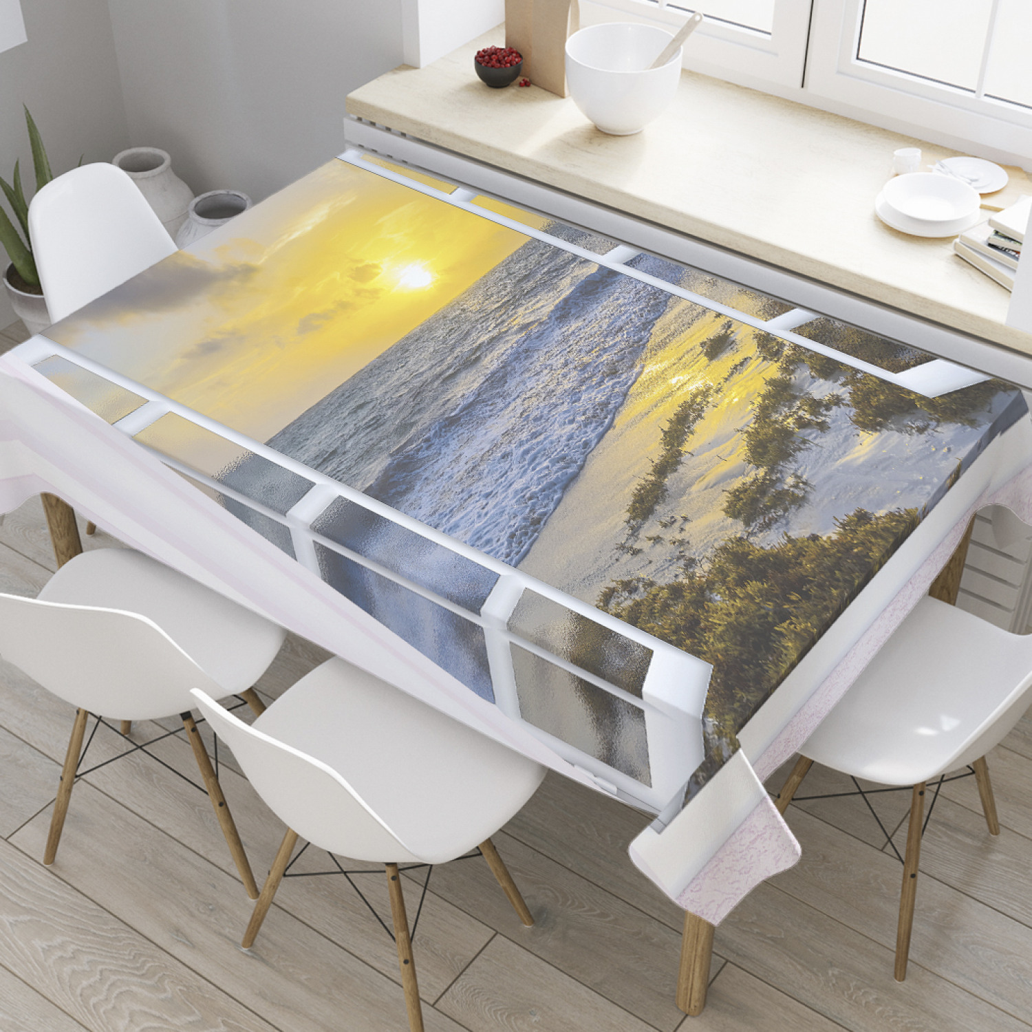 

Скатерть прямоугольная JoyArty "Вид на морской рассвет" из оксфорда, 120x145 см, Желтый, Вид на морской рассвет